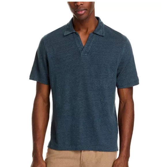 Bloomingdale's Other - BLOOMINGDALES Johnny Collar Linen Polo Shirt M & XL Dark Slate Retail $98.00